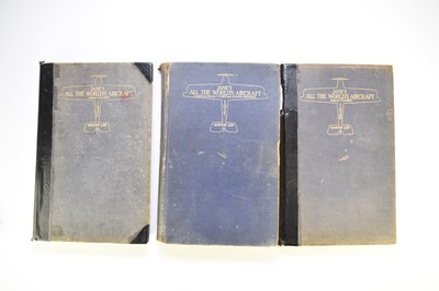 Lot 116 - JANE'S ALL THE WORLD'S AIRCRAFT, 34 volumes, with Jane's Encyclopaedia of Aviation (35) (5 boxes)