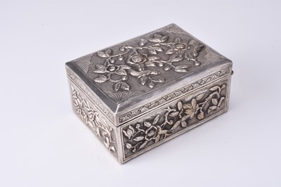 Lot 102 - A Chinese silver plated embossed box, Qing Dynasty