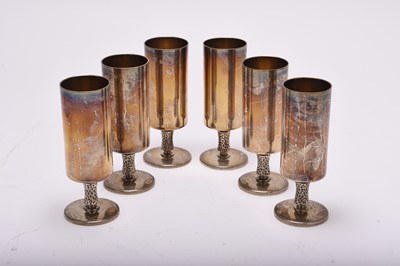 Lot 8 - A cased set of six Irish silver goblets