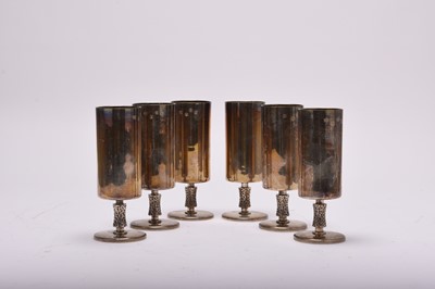 Lot 8 - A cased set of six Irish silver goblets