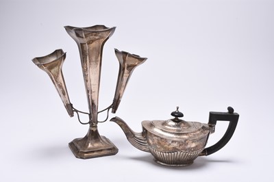 Lot 35 - A silver teapot and silver epergne