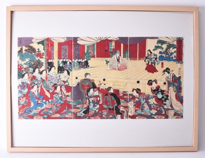 Lot 286 - Toyohara Chikanobu (1838-1912), No Play at the Temporary Imperial Palace, Aoyama