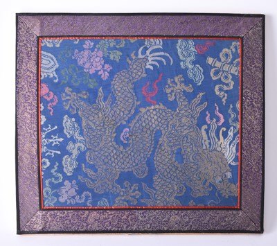 Lot 197 - Three Chinese silk garment fragments, Qing Dynasty