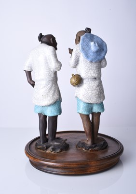 Lot 78 - A Chinese pair of Shiwan 'mud' figures, 20th century