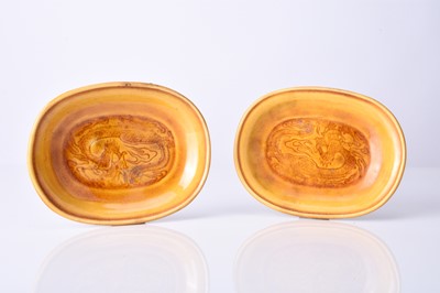 Lot 37 - A pair of Chinese Sancai amber glazed dragon dishes