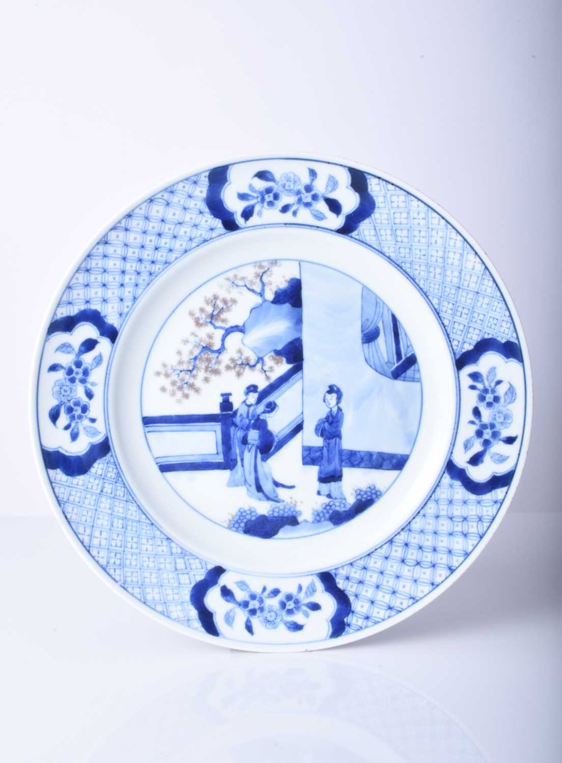 Lot 63 - A Chinese blue and white 'Romance of the Western Chamber' dish, Kangxi