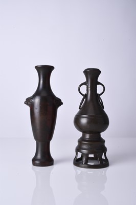 Lot 91 - Two Chinese bronze vases, Qing Dynasty