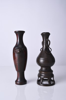 Lot 91 - Two Chinese bronze vases, Qing Dynasty