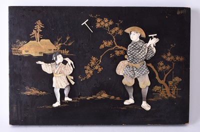 Lot 217 - A Japanese shibayama lacquer panel, Meiji era