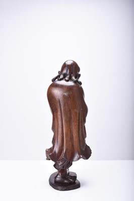 Lot 132 - Three Chinese carved wood figures of Luohan, Qing Dynasty