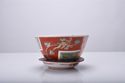 Lot 218 - A Japanese Kutani bowl and small dish, Meiji era