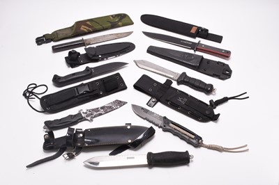 Lot 221 - A collection of knives including a Bowie knife and diving knives