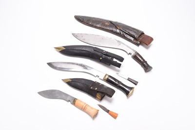 Lot 223 - A Nepalese kukri knife, early 20th century, and two other more modern kukris