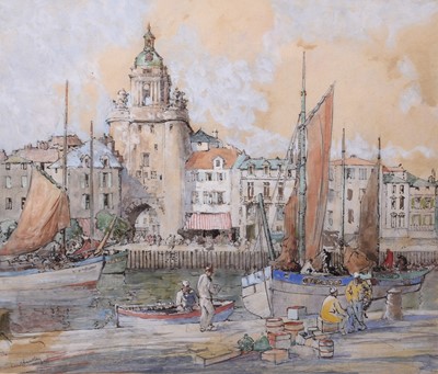 Lot 360 - Follower of William Lee Hankey RWS RI (British, 1869-1952) Harbour at Concarneau