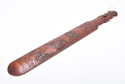 Lot 139 - A Chinese carved bamboo page turner