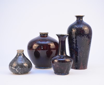 Lot 119 - Four Cobridge stoneware vases with deep purple glazes, dated 2001 and 2002