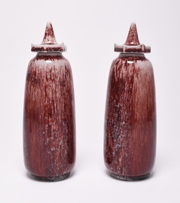 Lot 120 - A pair of Cobridge vases and covers, dated 2002