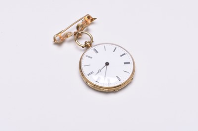 Lot 431 - An 18ct gold enamel and diamond set pocket watch