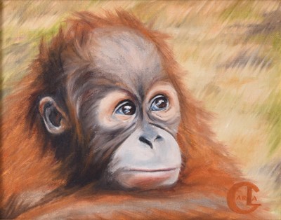 Lot 95 - Carla Hixon (British Contemporary) Pair of Orangutan Portraits