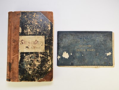 Lot 77 - GAME BOOK & HUNTING DIARY, India 1889-90 and 1900-11.