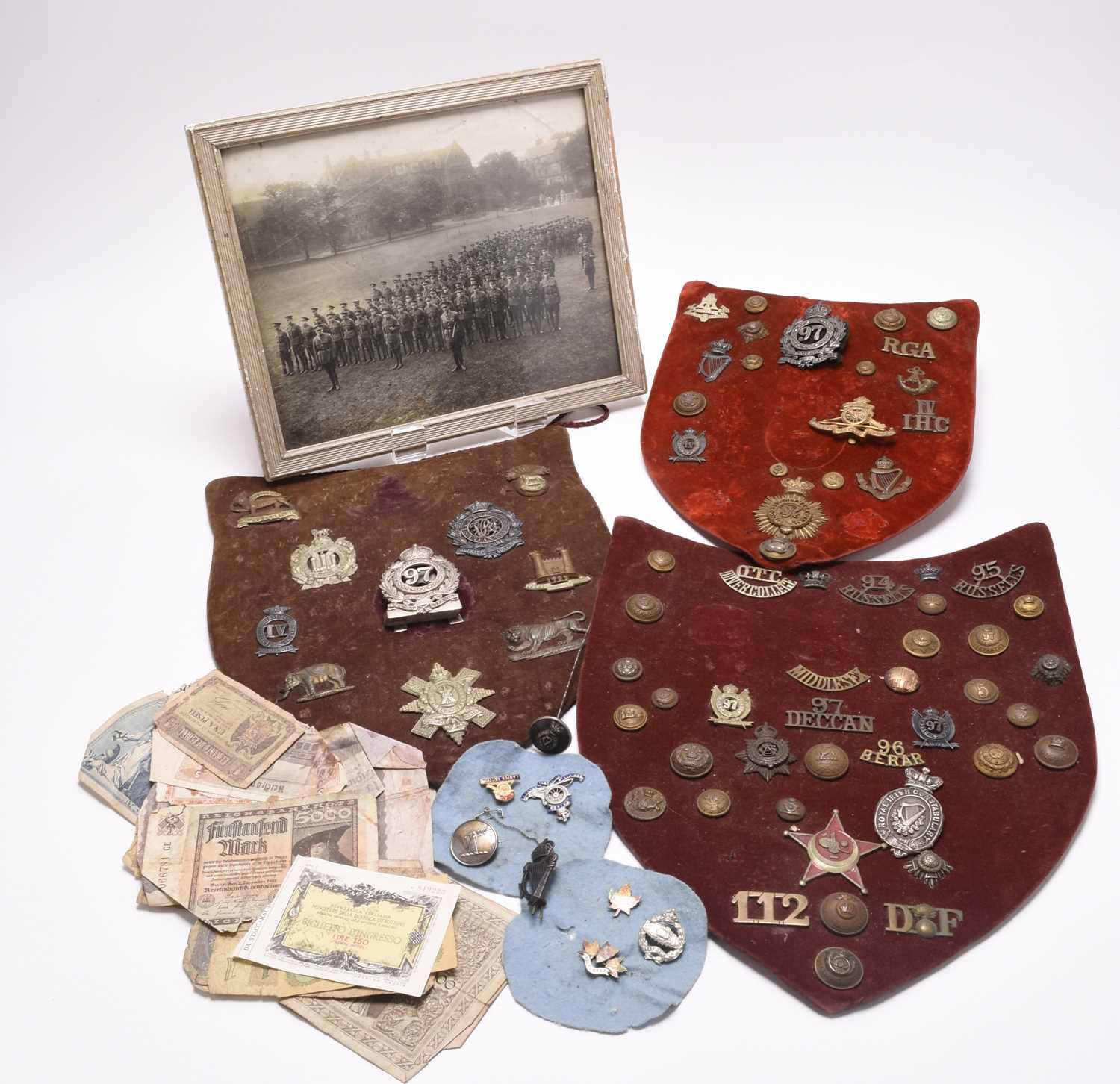 Lot 199 - A group of badges and buttons including interesting British Indian Army examples, late 19th century