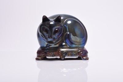 Lot 87 - A rare Mintons lustre pastille burner or night light in the form of a cat, circa 1920s-30s