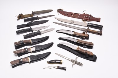 Lot 226 - Edged weapons including a post-war M3 Survival Knife and six bowie knives