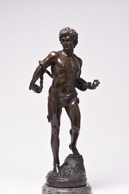Lot 189 - After Antoine Louis Barye, a large bronze figure of a classical male