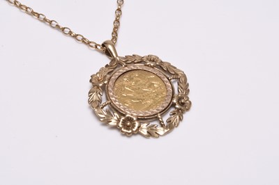 Lot 225 - A Victorian half sovereign pendant on chain