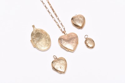 Lot 274 - A collection of 9ct gold lockets