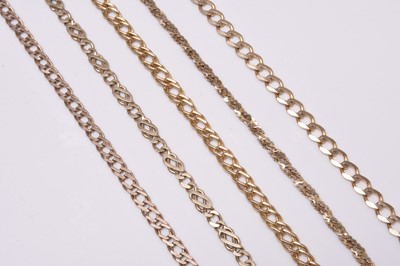 Lot 266 - Five 9ct gold bracelets