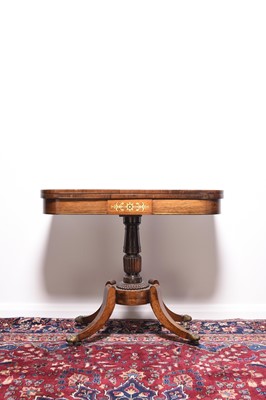 Lot 235 - A 19th century inlaid rosewood fold-over card table