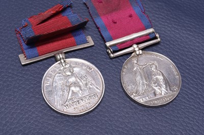 Lot 141 - Waterloo and MGS Medal Pair - Lt. Robert Uniacke, 7th (Queen's Own) Hussars, renamed