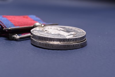 Lot 141 - Waterloo and MGS Medal Pair - Lt. Robert Uniacke, 7th (Queen's Own) Hussars, renamed