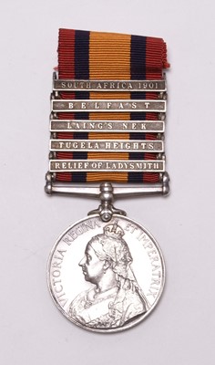 Lot 146 - Boer War QSA medal with 5 clasps to Pte. J Pratt