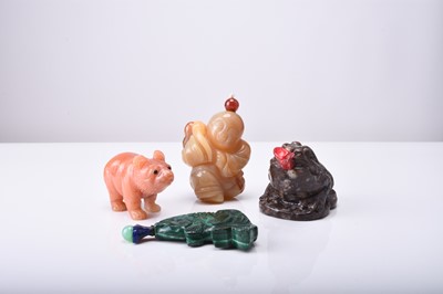 Lot 138 - Four Chinese hardstone figural snuff bottles, 19th/20th century