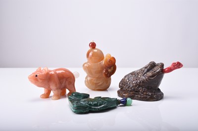 Lot 138 - Four Chinese hardstone figural snuff bottles, 19th/20th century