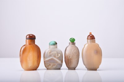 Lot 140 - Four Chinese agate snuff bottles, 19th/20th century