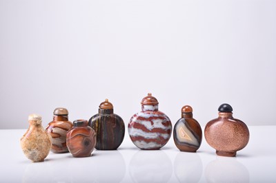 Lot 142 - A group of seven Chinese hardstone snuff bottles, 19th/20th century