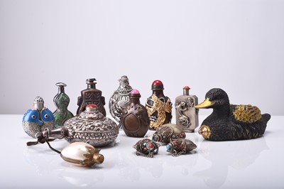 Lot 143 - A group of Chinese metal snuff bottles, 20th century