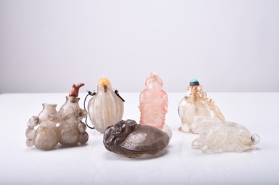 Lot 145 - A group of six Chinese carved crystal snuff bottles, 19th/20th century