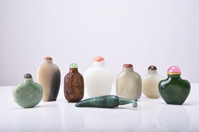 Lot 158 - A group of eight Chinese jade and hardstone snuff bottles, 19th/20th century