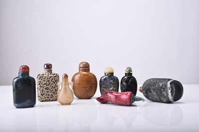 Lot 163 - A group of eight Chinese hardstone snuff bottles, 19th/20th century