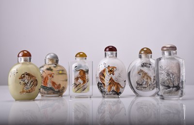 Lot 166 - A group of six Chinese internally painted glass snuff bottles, 20th century