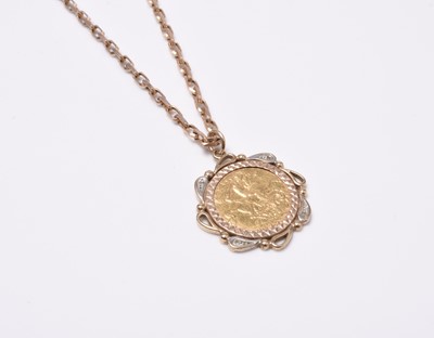 Lot 198 - A half sovereign set pendant on chain