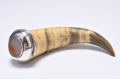 Lot 77 - A white metal mounted horn vessel / mull