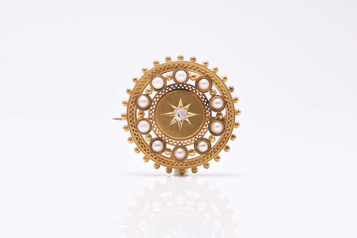 Lot 15 - A late 19th century diamond and untested pearl brooch