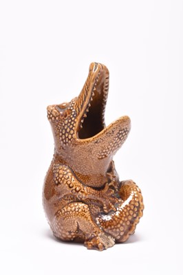 Lot 24 - Burmantofts faience crocodile spoon warmer, late 19th century