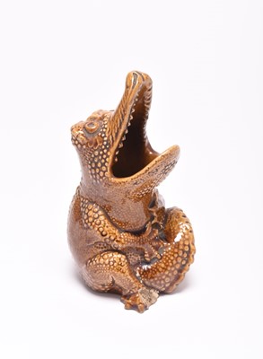 Lot 24 - Burmantofts faience crocodile spoon warmer, late 19th century