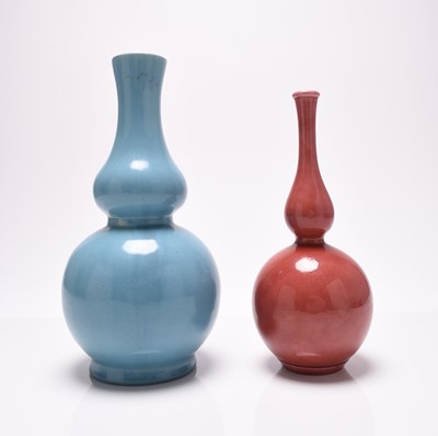 Lot 27 - Salopian and Burmantofts double gourd vases